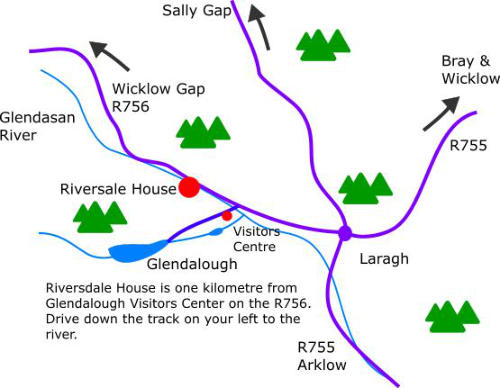 Map of Riversdale House B&B Guesthouse Walking Holidays Wicklow